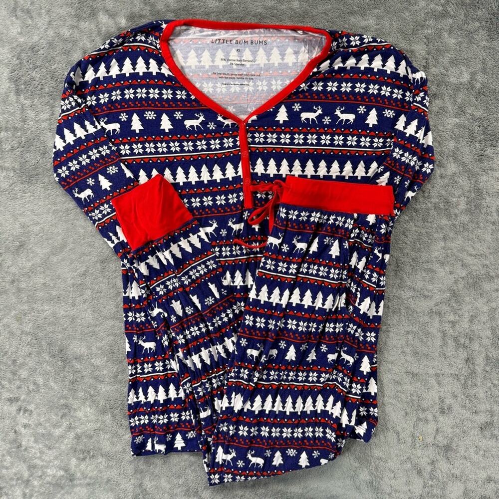 Little Bum Bums (Bums & Roses) Deer Santa Bamboo Pajama Set Holiday Christmas